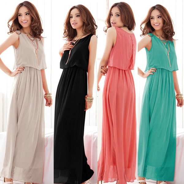 2014 New Hot Sale Bohemia Maxi Long Chiffon Pleated Dress For Women on ...